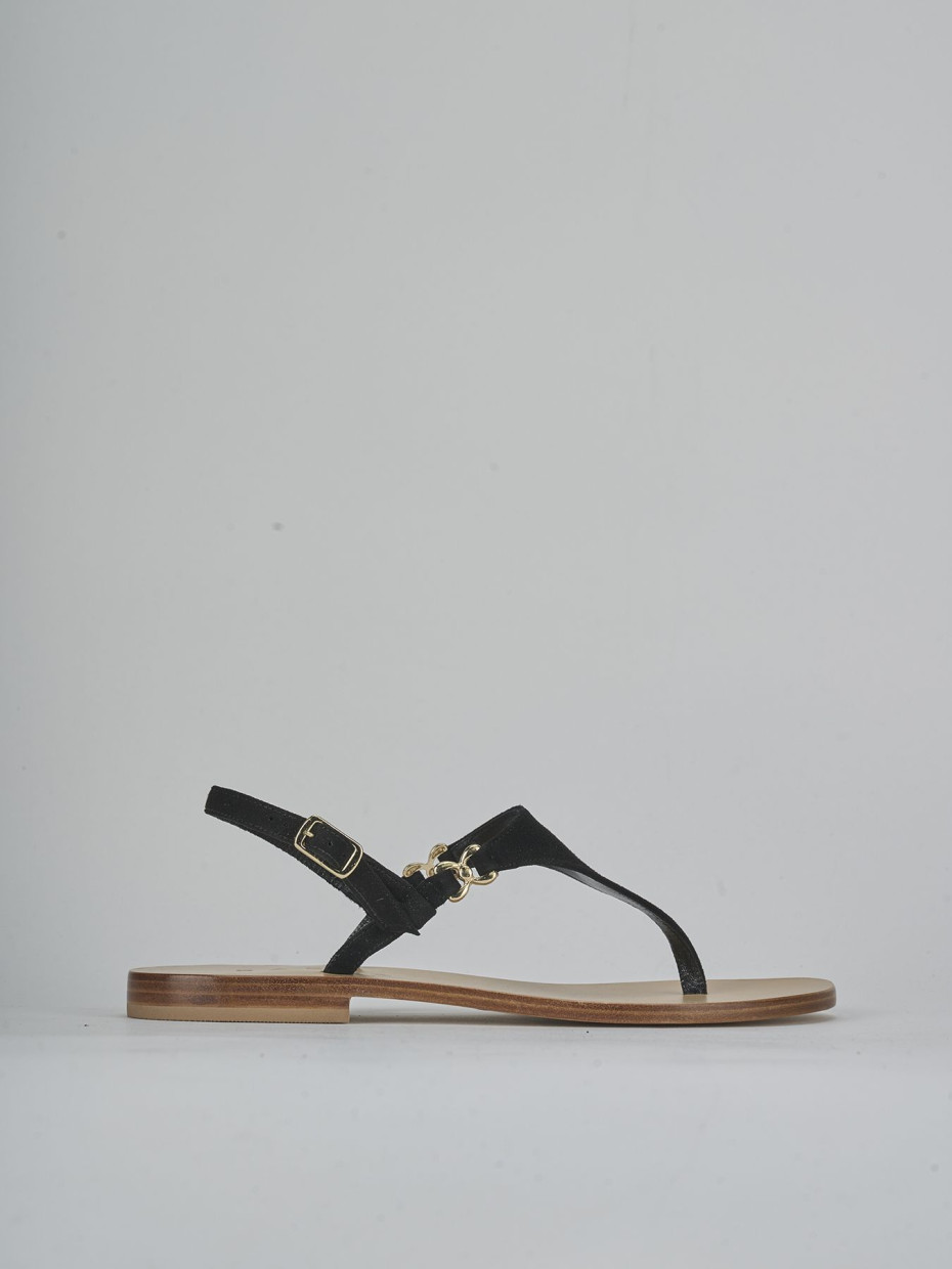 Sandalias de tacón bajo tacón 1 cm negro ante