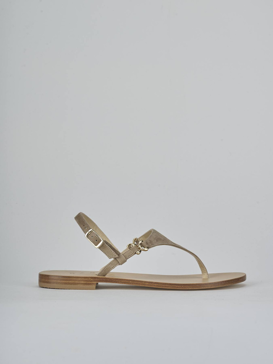 Sandalias de tacón bajo tacón 1 cm beis ante