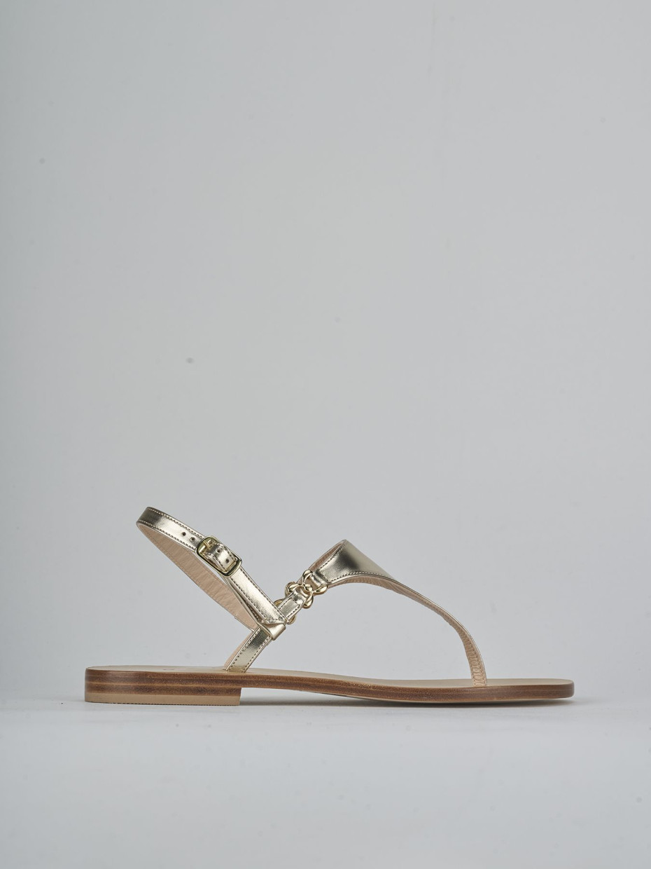 Low heel sandals heel 1 cm gold laminated