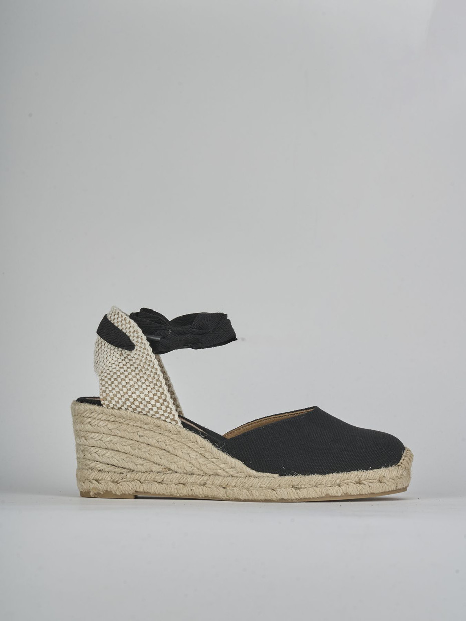 Alpargatas tacón 6 cm negro tejido