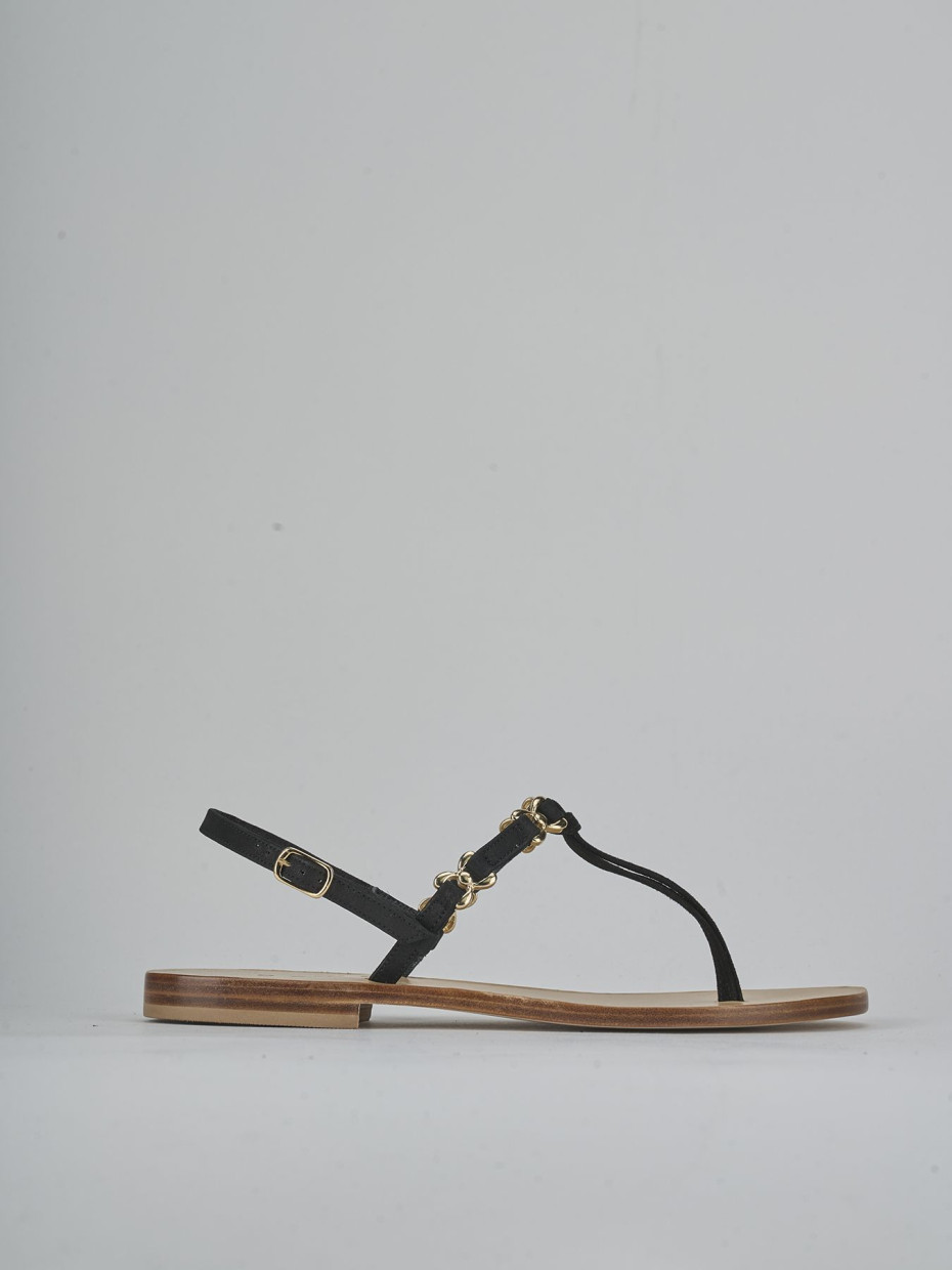 Sandalias de tacón bajo tacón 1 cm negro ante