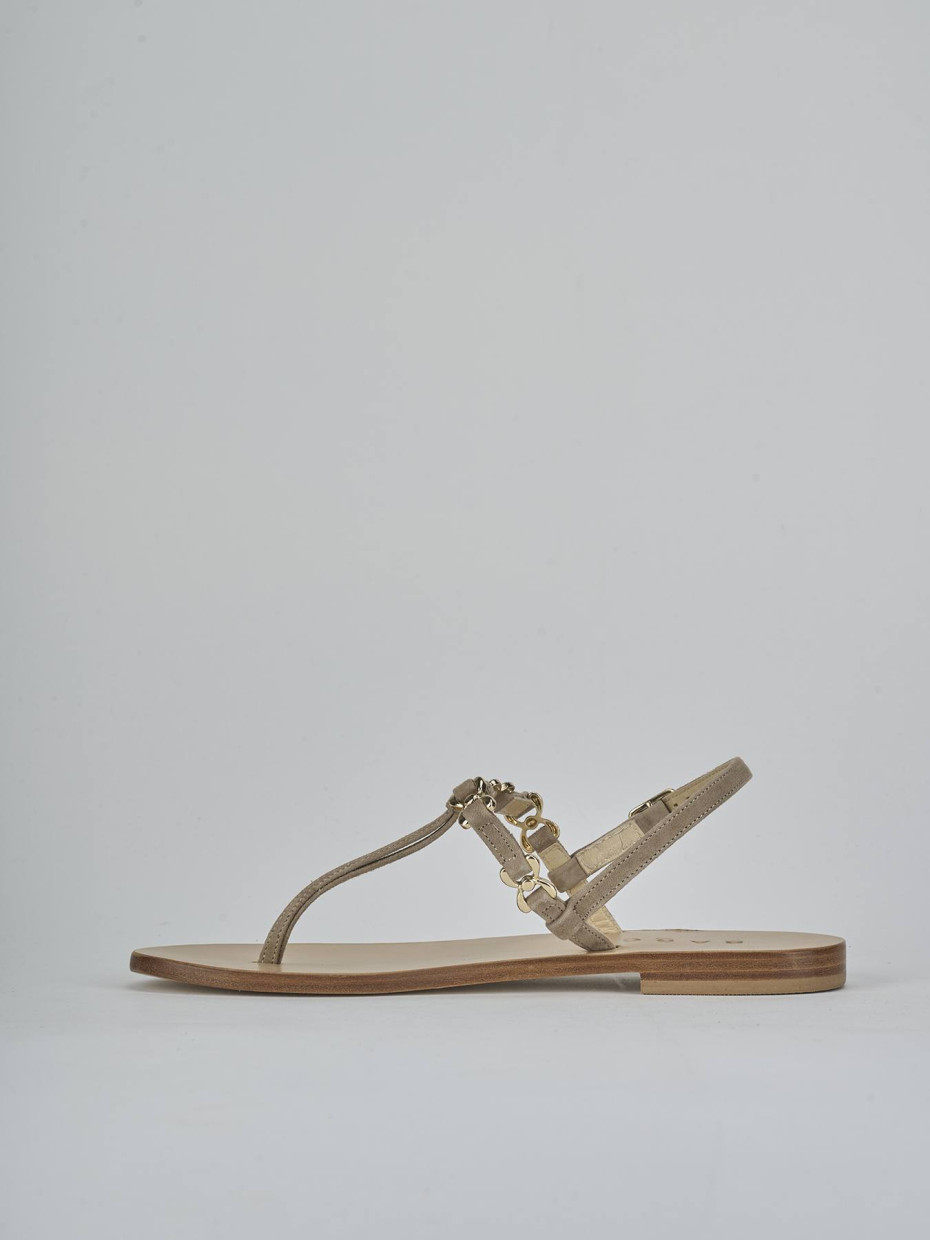 Sandalias de tacón bajo tacón 1 cm beis ante