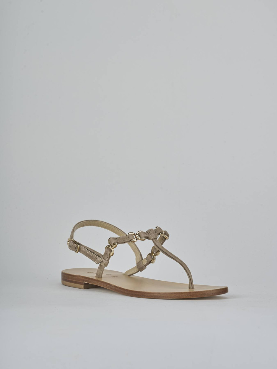Sandalias de tacón bajo tacón 1 cm beis ante