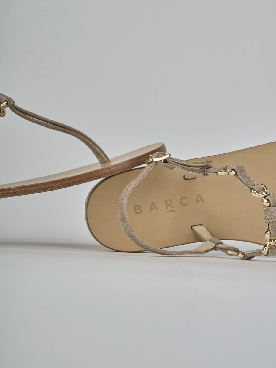 Sandalias de tacón bajo tacón 1 cm beis ante