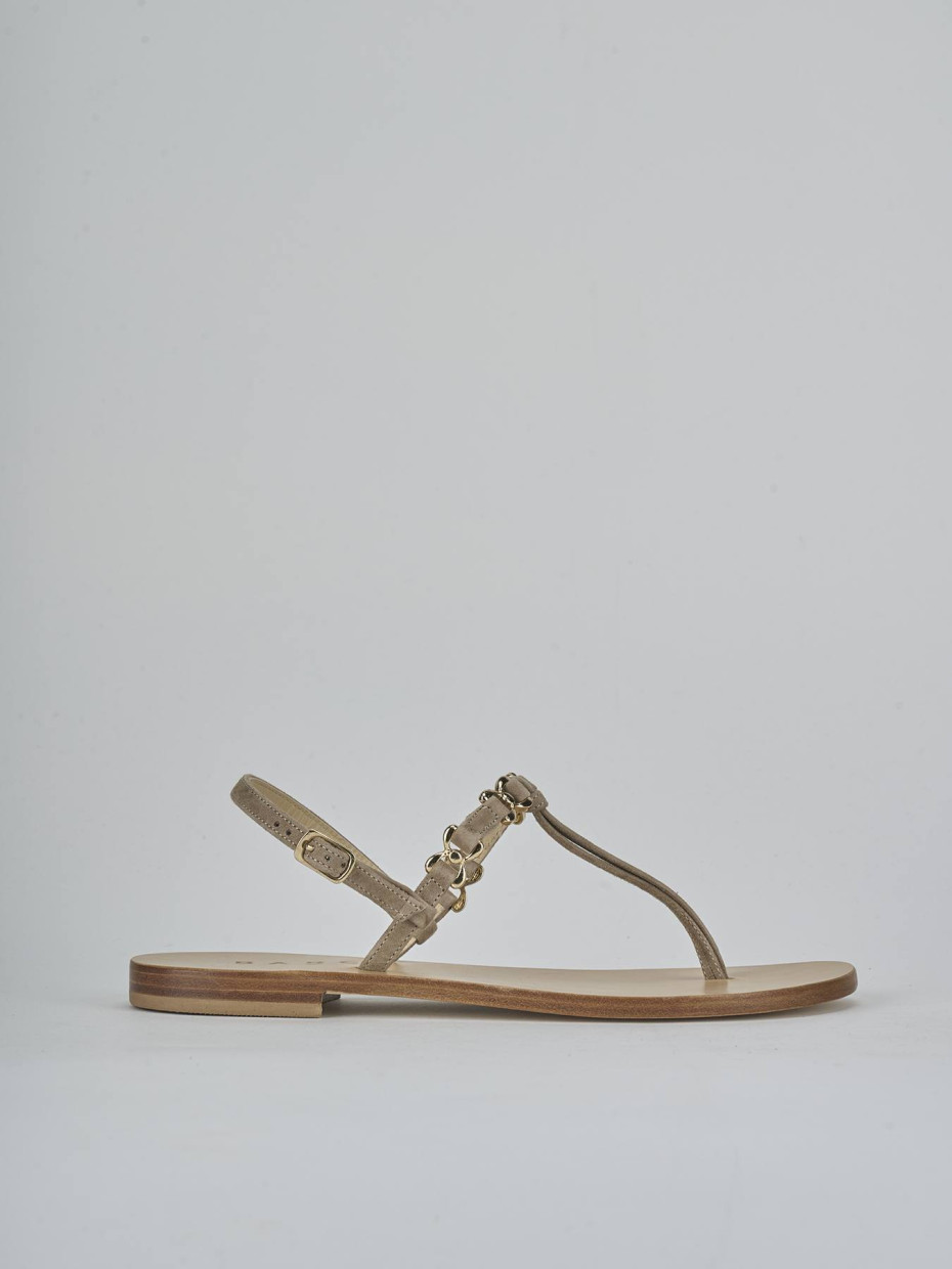 Sandalias de tacón bajo tacón 1 cm beis ante
