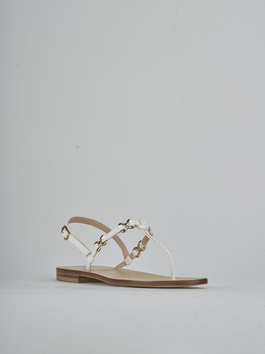 Sandalias de tacón bajo tacón 1 cm blanco cuero