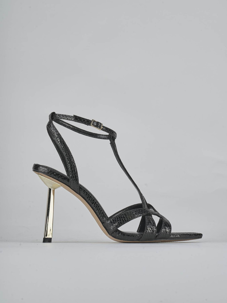 High heel sandals heel 9 cm black leather