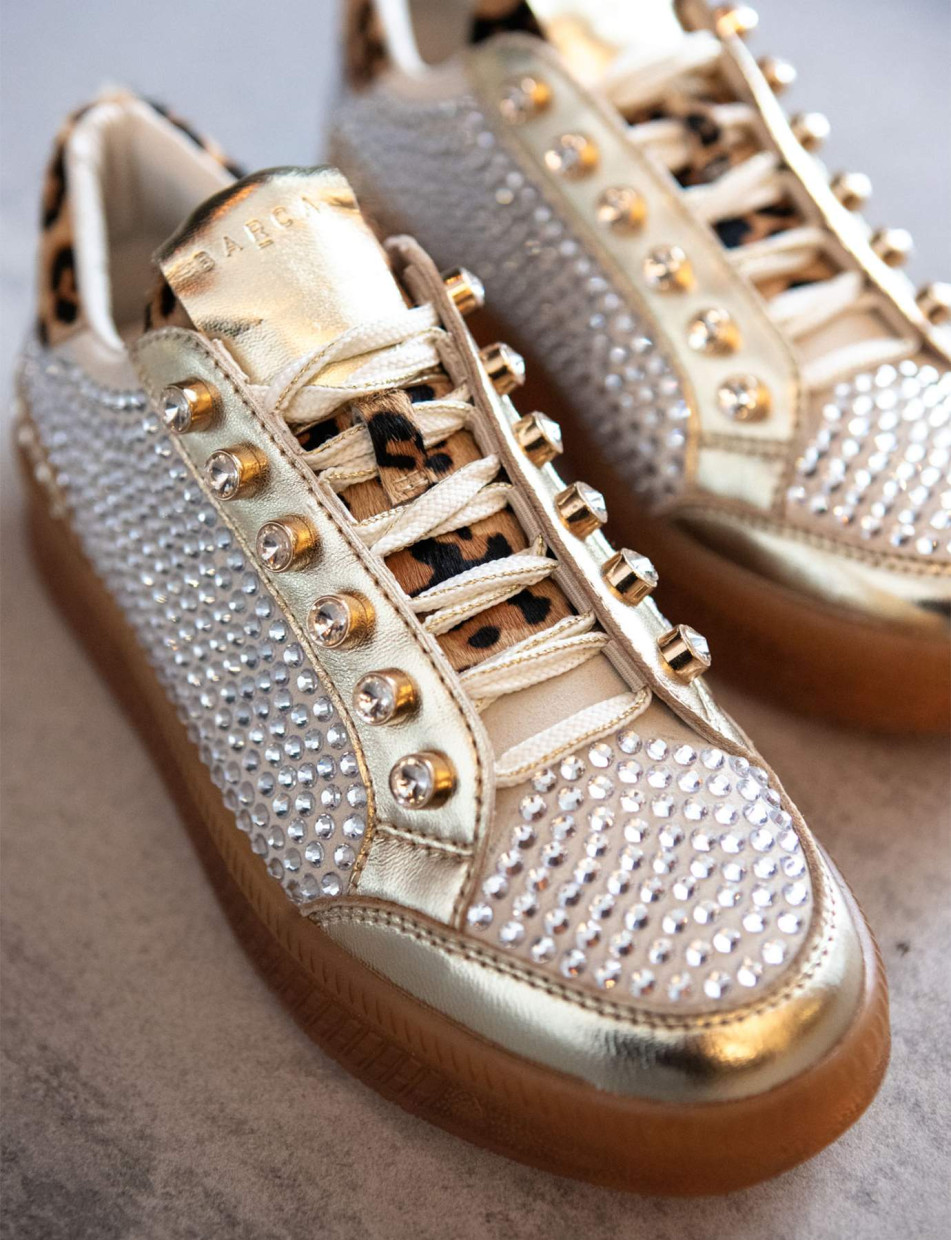Sneakers heel 1 cm gold laminated