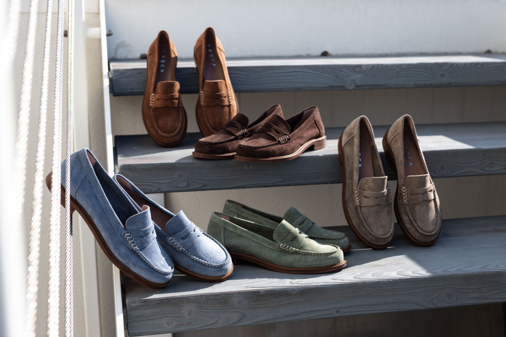Mocasines tacón 1 cm beis ante