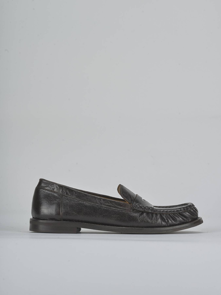 Loafers heel 1 cm dark brown leather