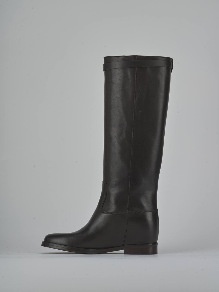 Low heel boots heel 2 cm dark brown leather