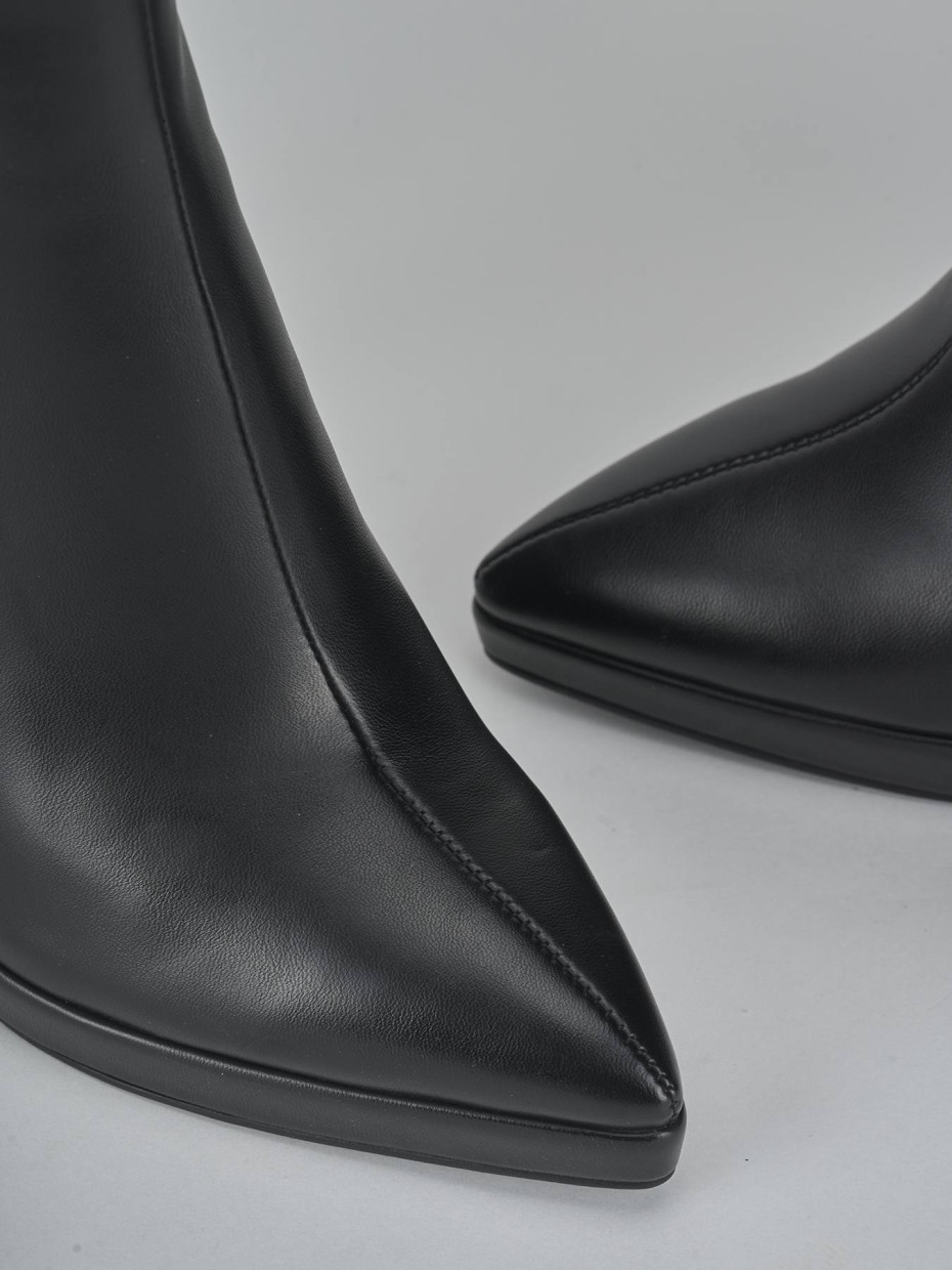 Stivali tacco 10cm pelle sostenibile nero