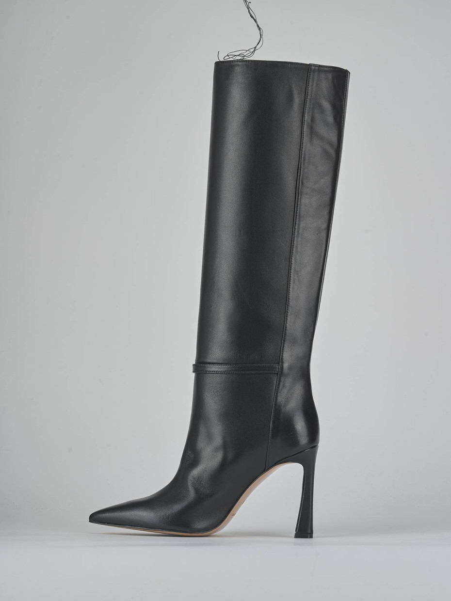 High heel boots heel 8 cm black leather