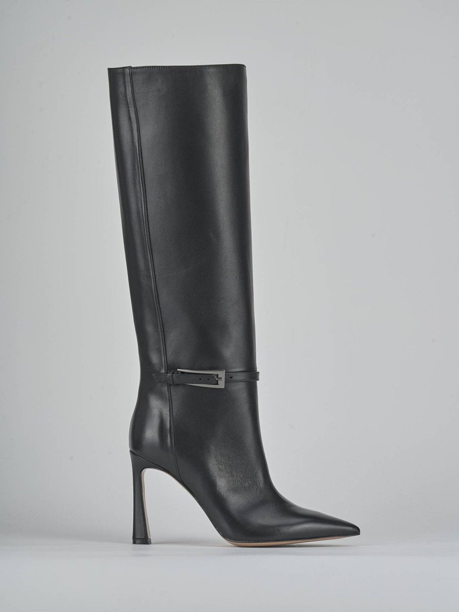 High heel boots heel 8 cm black leather