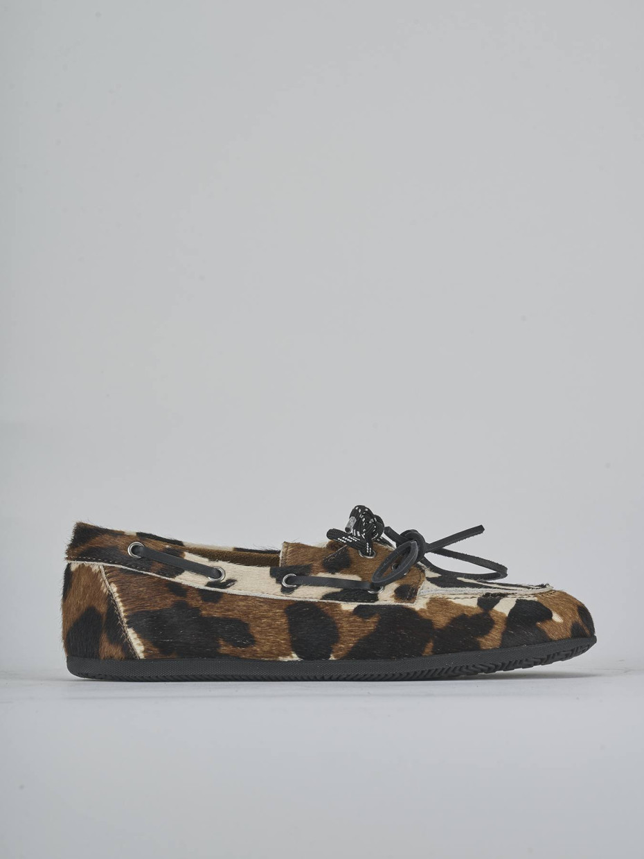Mocasines tacón 1 cm blanco cuero de vaca con pelo
