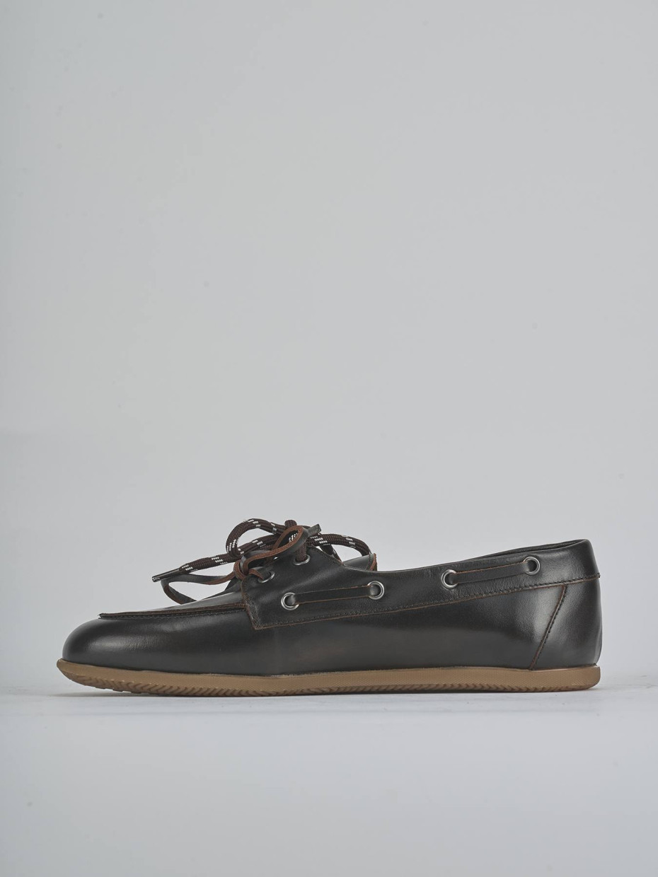Mocasines tacón 1 cm marrón oscuro cuero