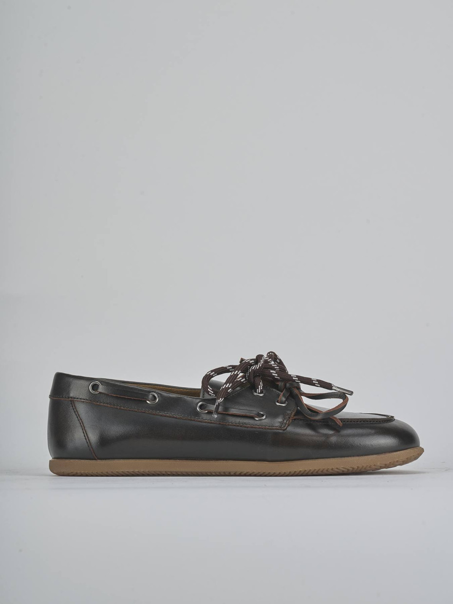 Mocasines tacón 1 cm marrón oscuro cuero