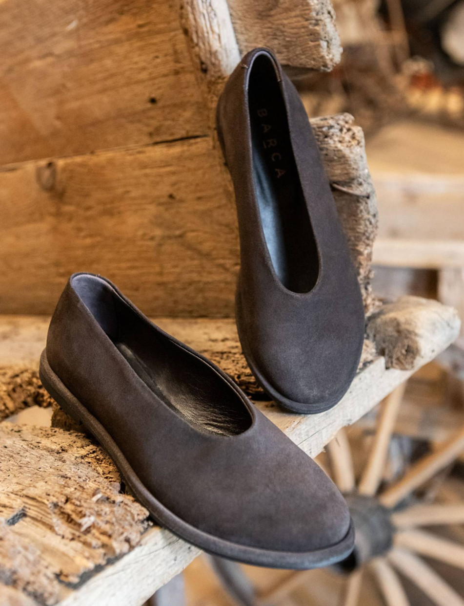 Ballerine tacco 1cm camoscio testa