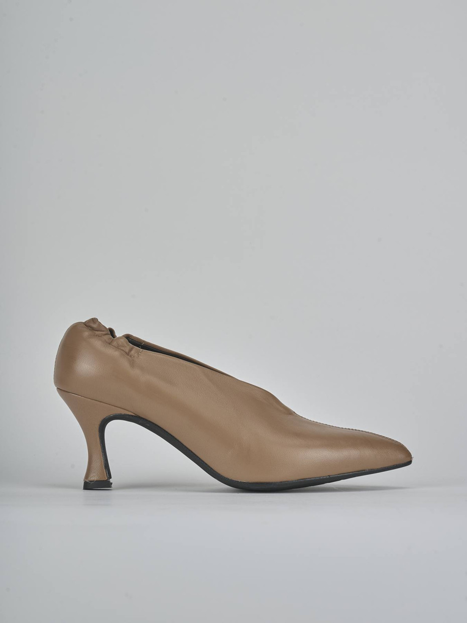 Zapatos de salón tacón 7 cm marrón cuero