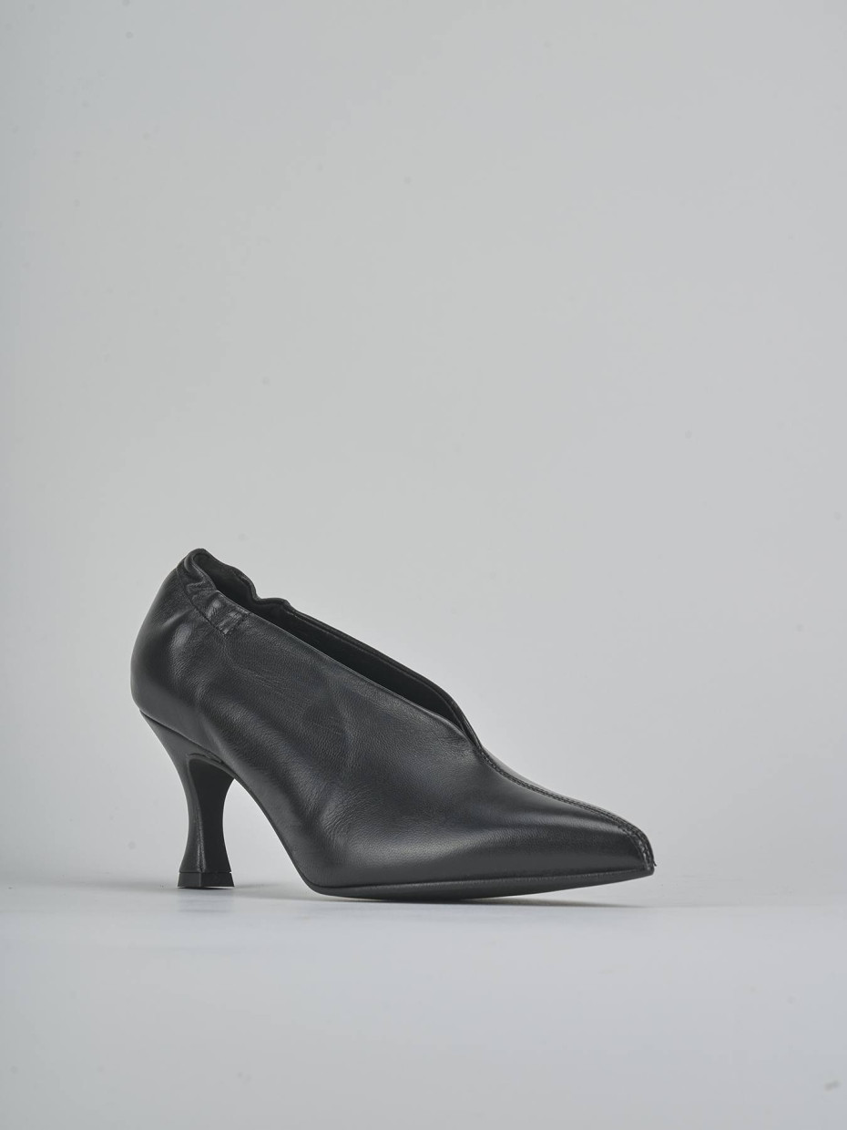 Zapatos de salón tacón 7 cm negro cuero