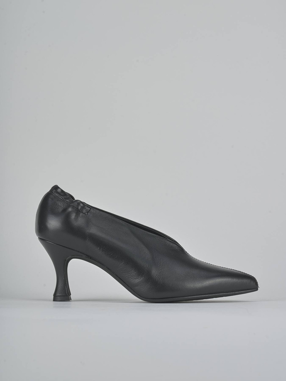 Zapatos de salón tacón 7 cm negro cuero