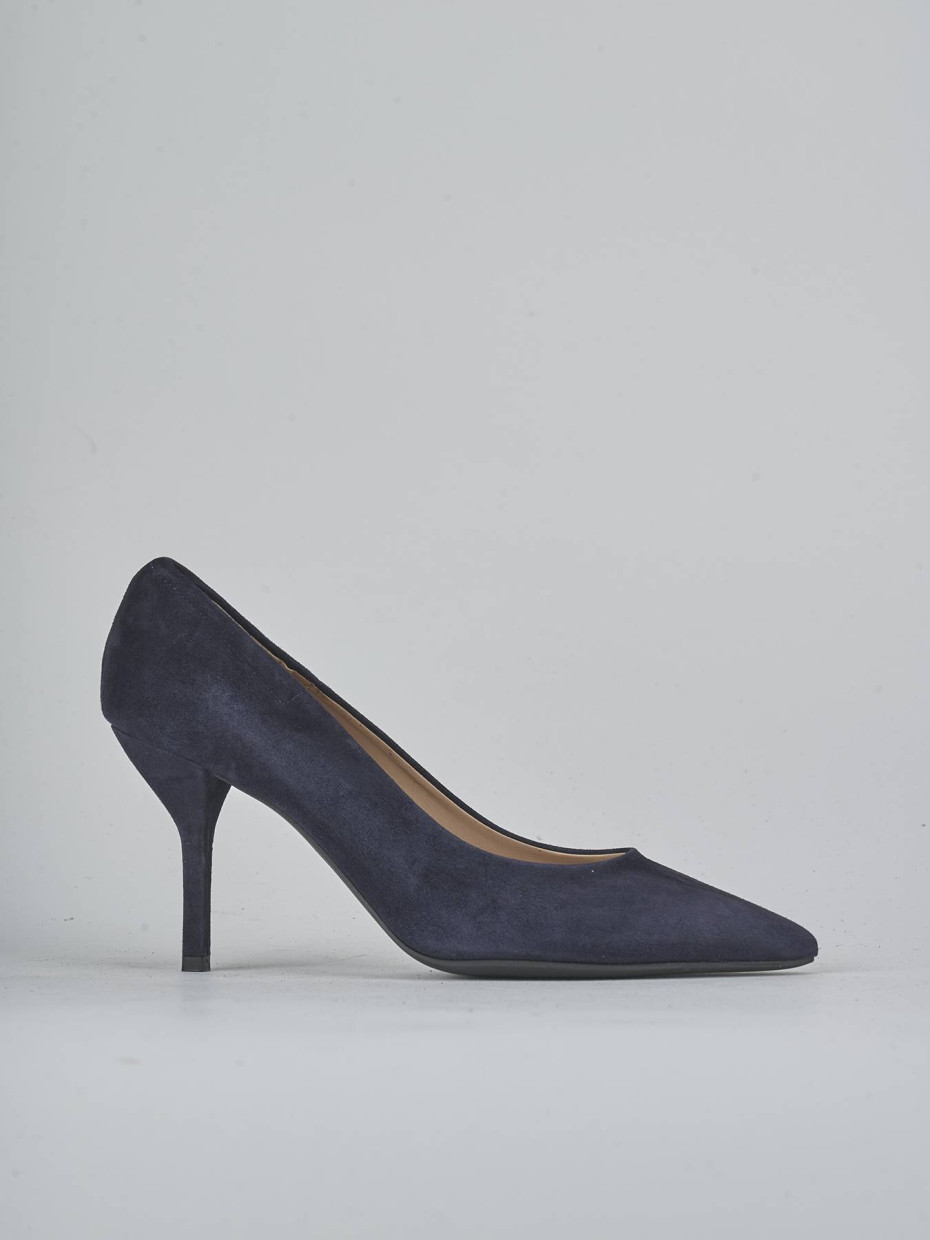 Zapatos de salón tacón 7 cm azul ante