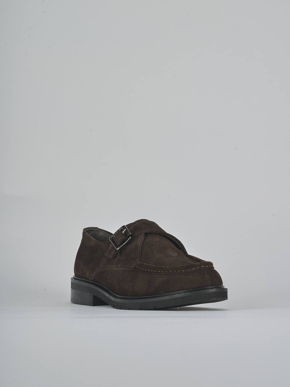 Mocasines tacón 1 cm marrón oscuro ante