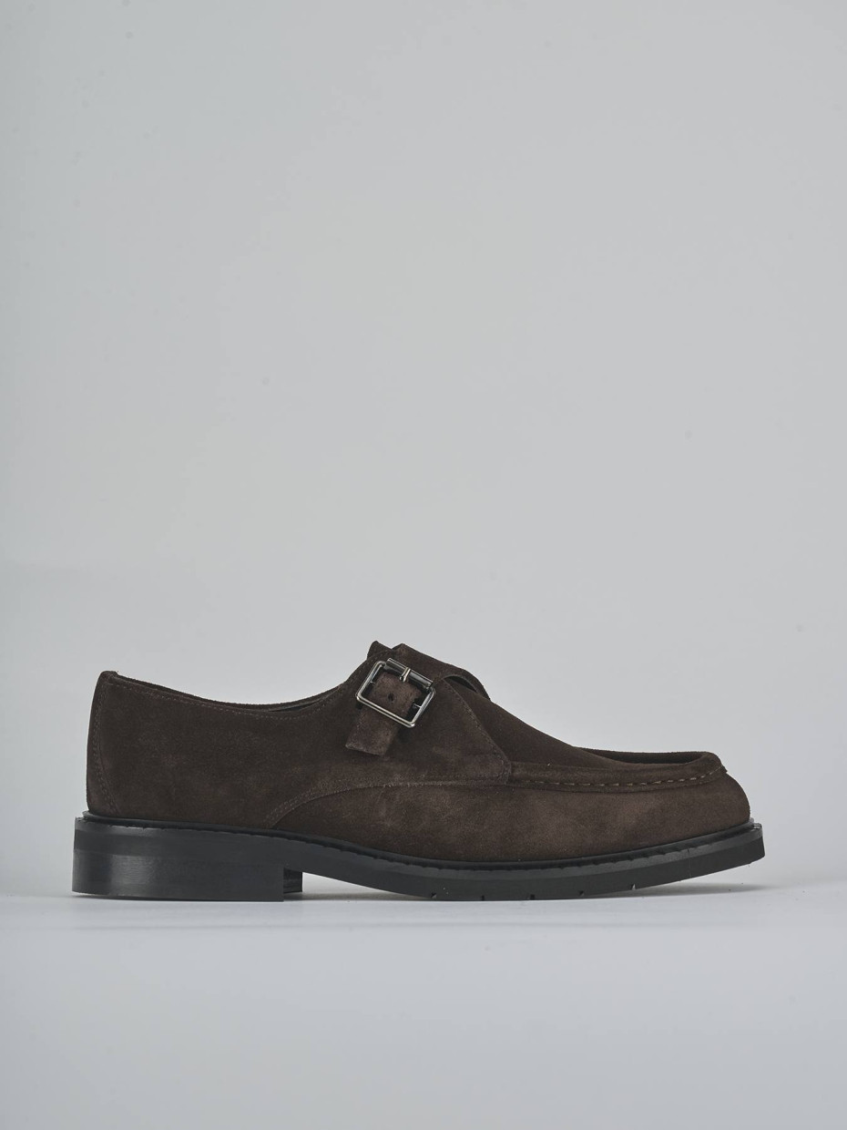 Mocasines tacón 1 cm marrón oscuro ante