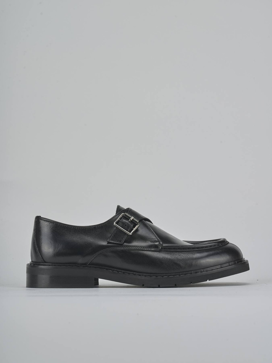Mocasines tacón 1 cm negro cuero