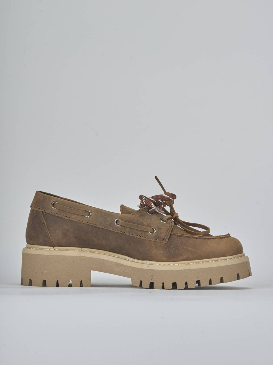 Zapatos de cordones tacón 5 cm marrón cuero
