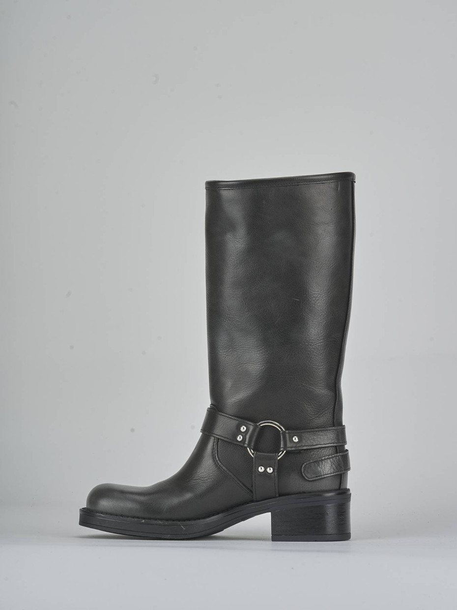 Low heel boots heel 4 cm grey leather