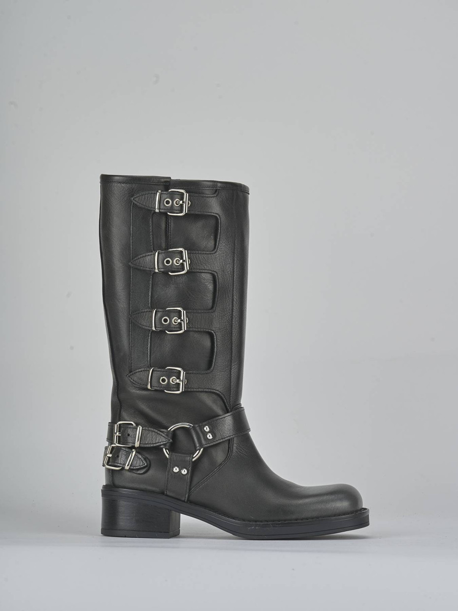 Low heel boots heel 4 cm grey leather