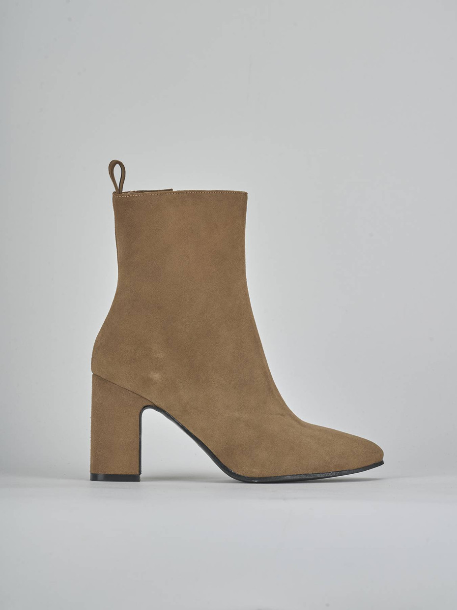 Botines de tacón alto tacón 9 cm marrón ante