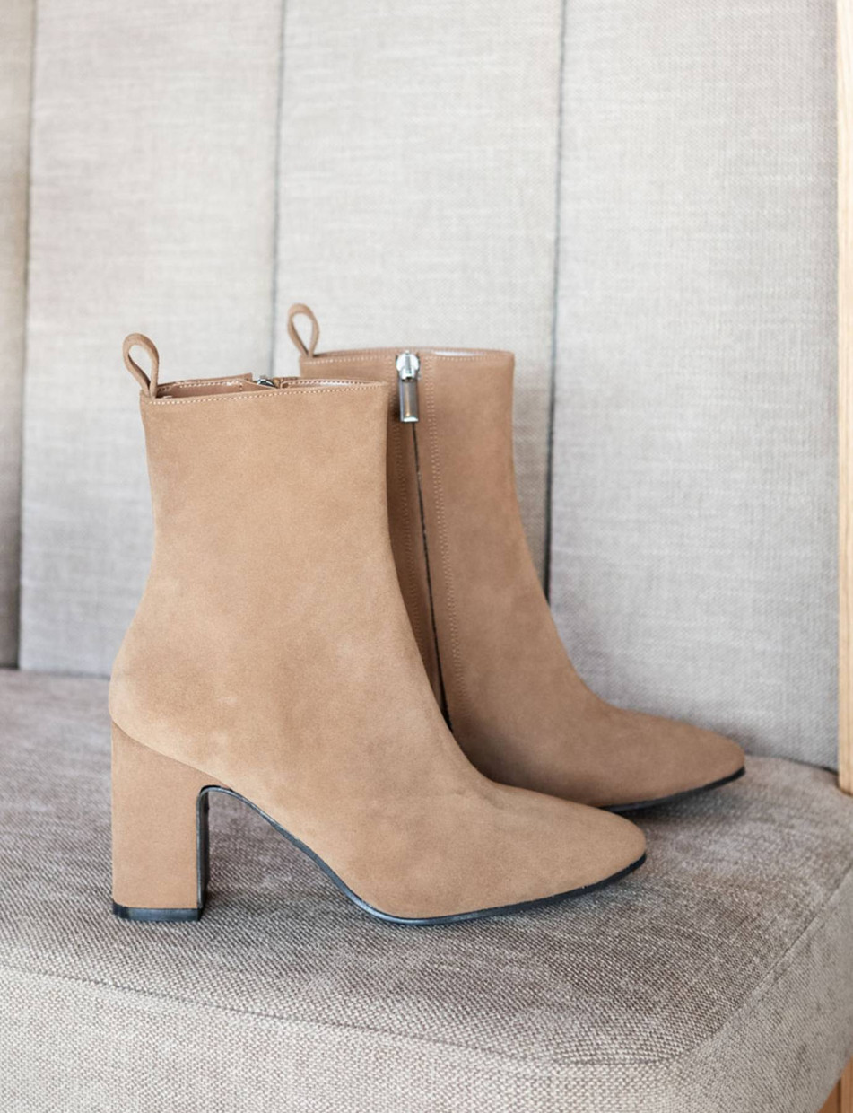 Botines de tacón alto tacón 9 cm marrón ante