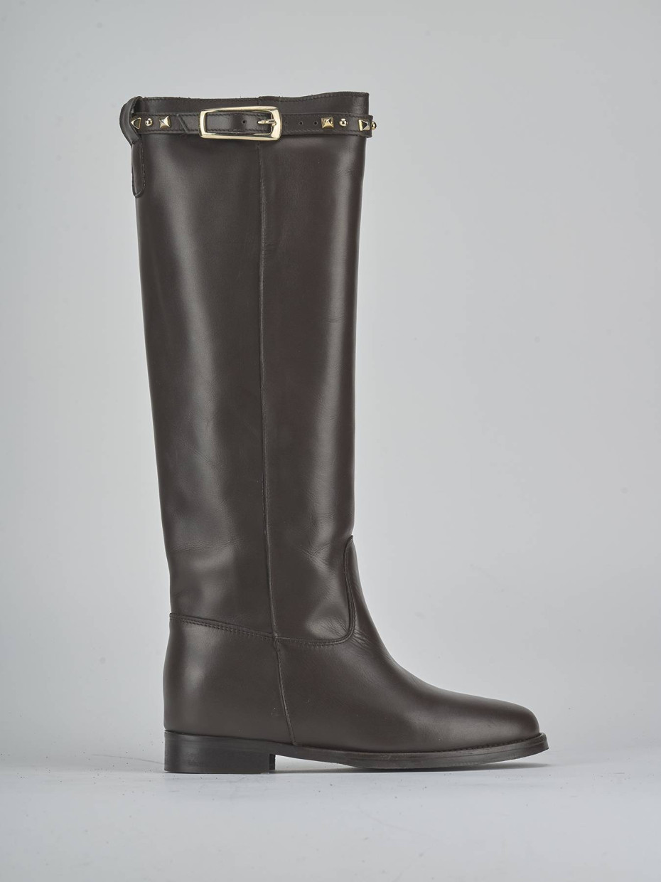 Low heel boots heel 2 cm dark brown leather