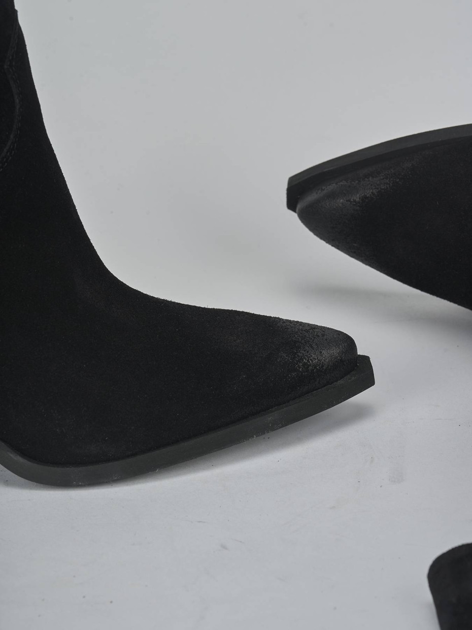 Stivali tacco 8cm camoscio nero