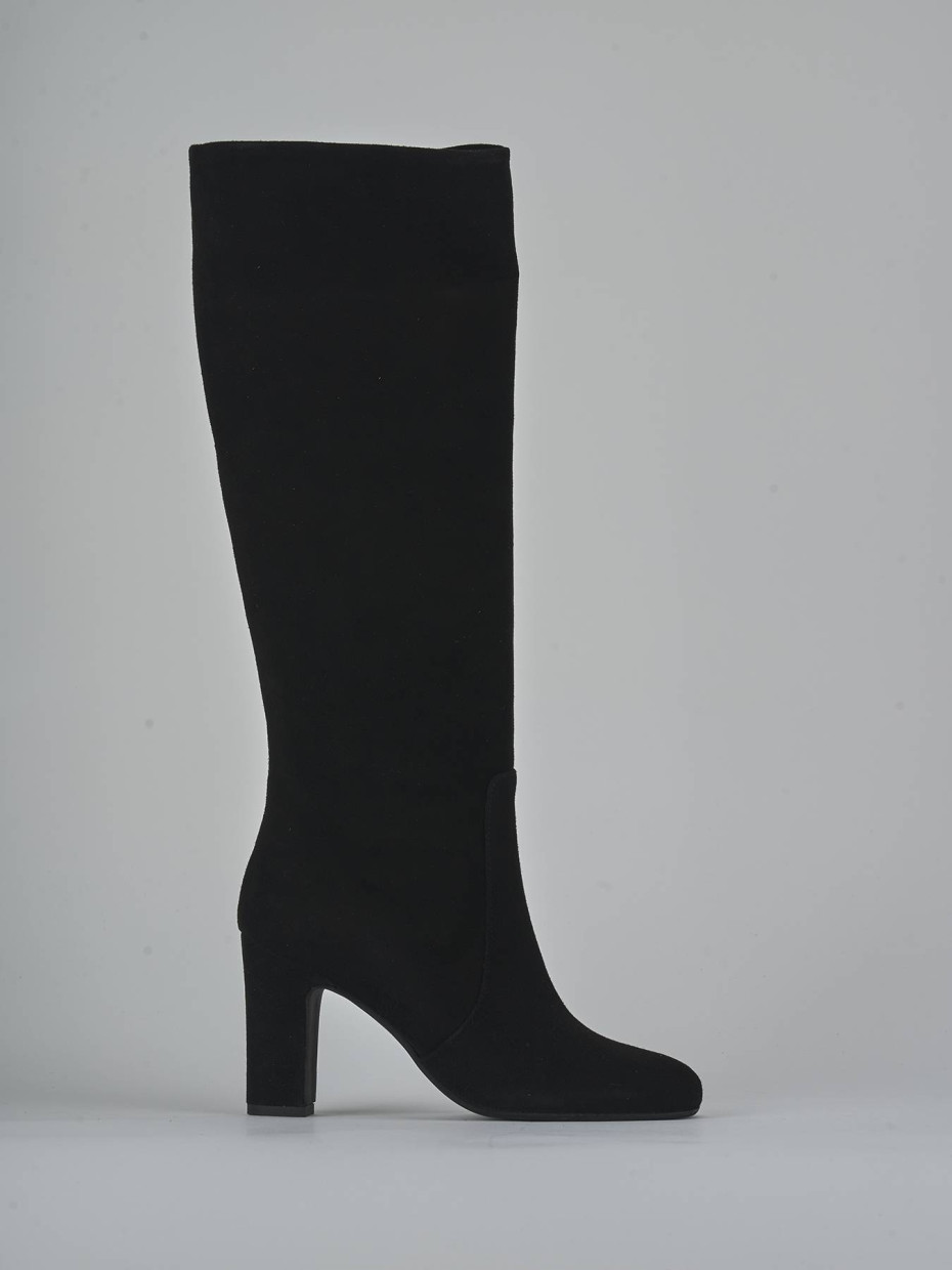 Botas de tacón alto tacón 8 cm negro ante