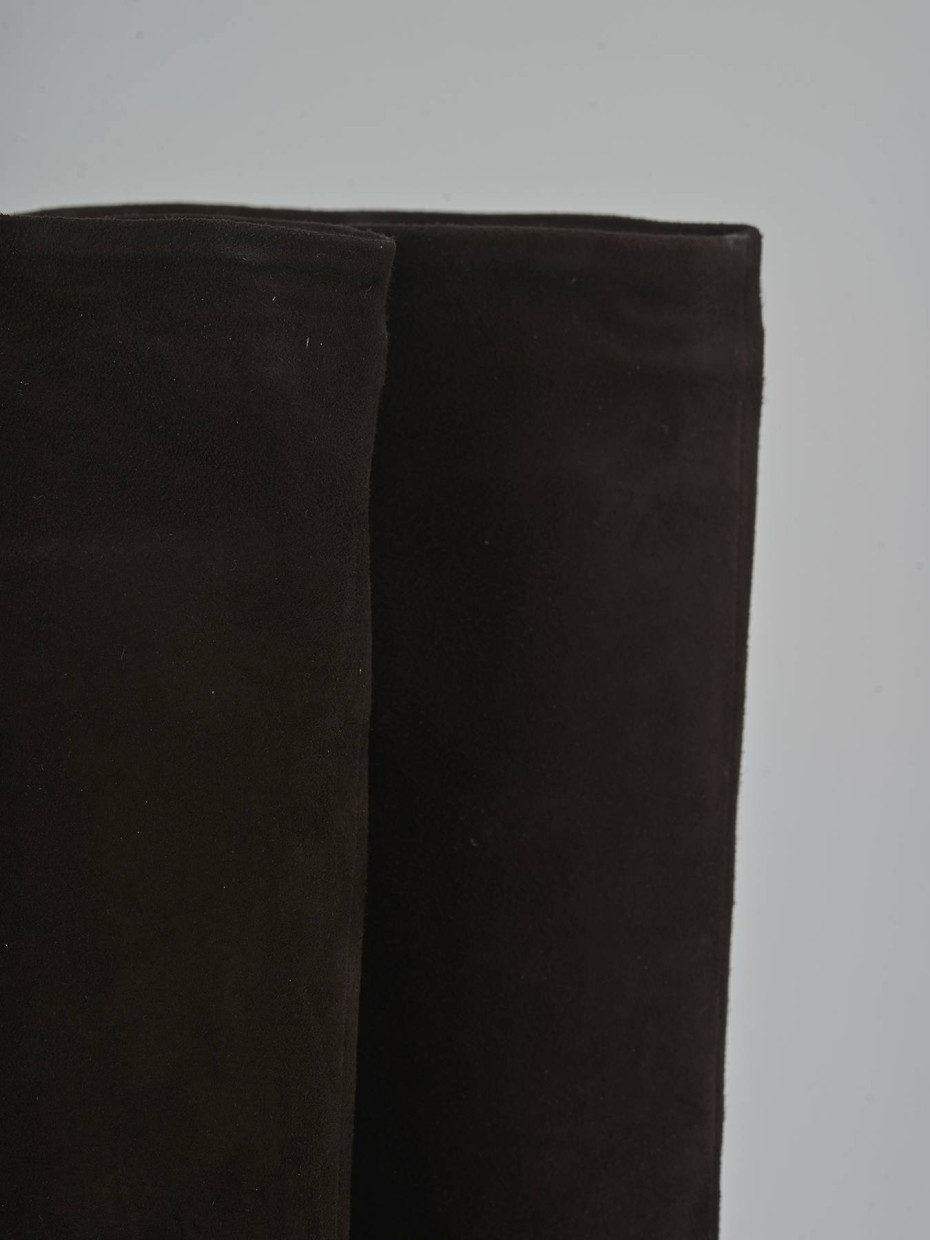 Botas de tacón alto tacón 8 cm marrón oscuro ante