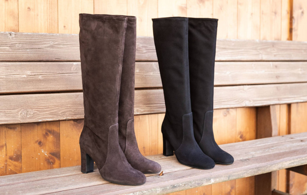 Botas de tacón alto tacón 8 cm negro ante