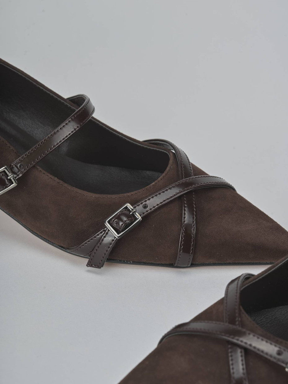 Zapatos de salón tacón 5 cm marrón oscuro ante