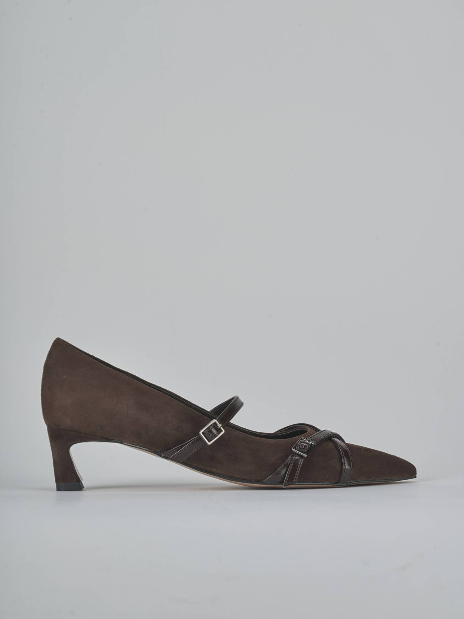 Zapatos de salón tacón 5 cm marrón oscuro ante