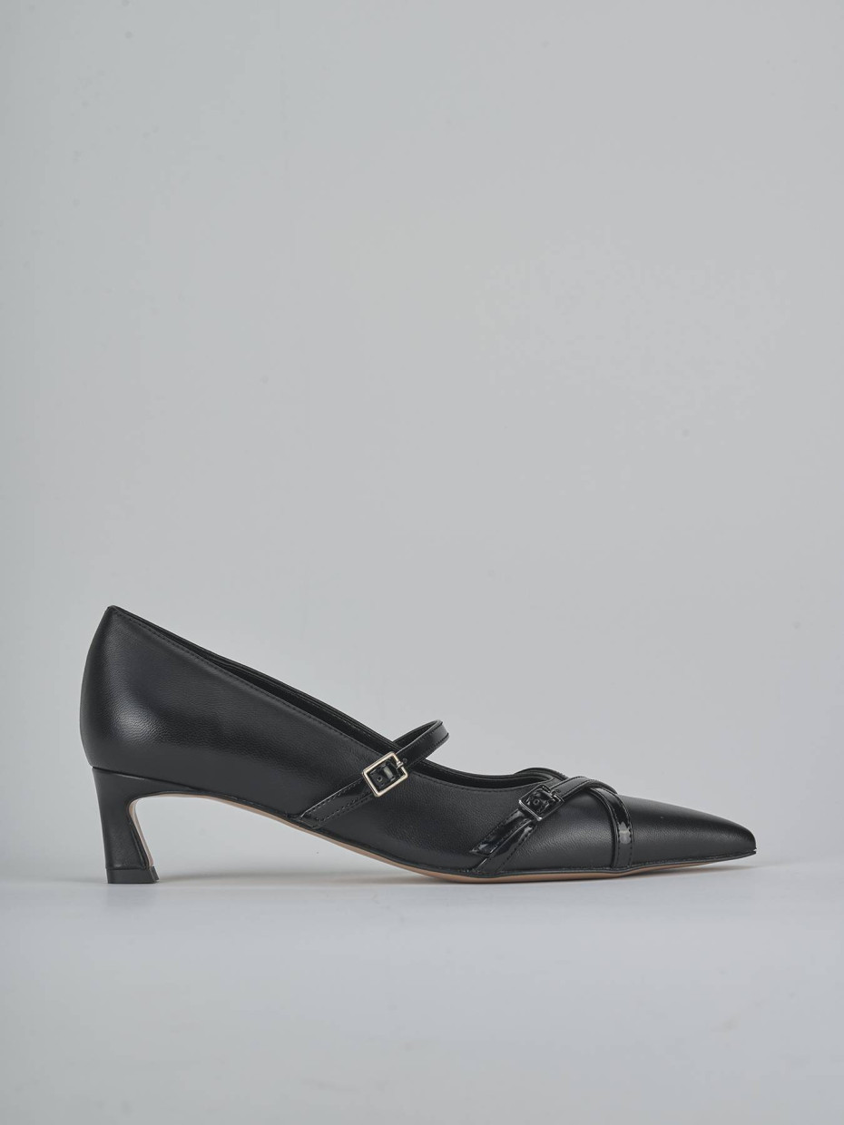 Zapatos de salón tacón 5 cm negro cuero