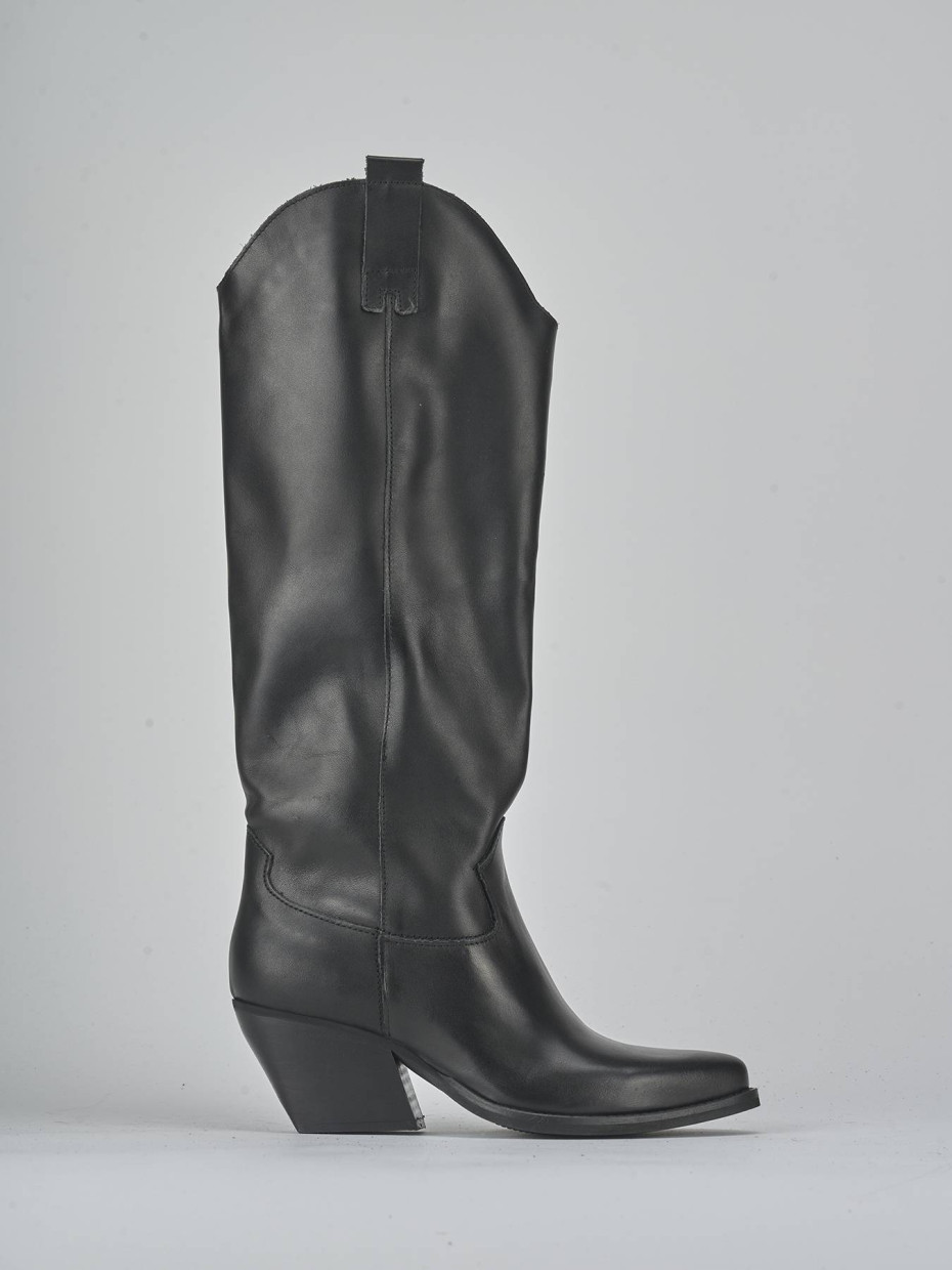 Stivali tacco 8cm pelle nero