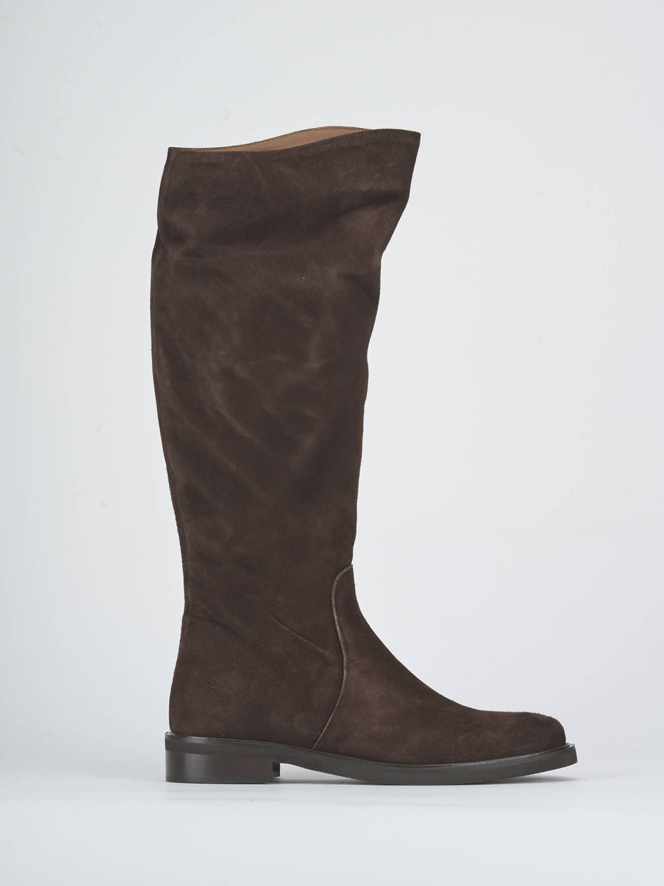 Low heel boots heel 2 cm dark brown suede