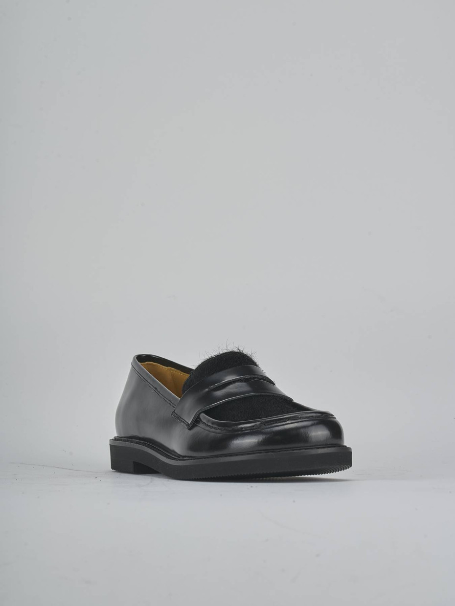 Mocasines tacón 3 cm negro cuero
