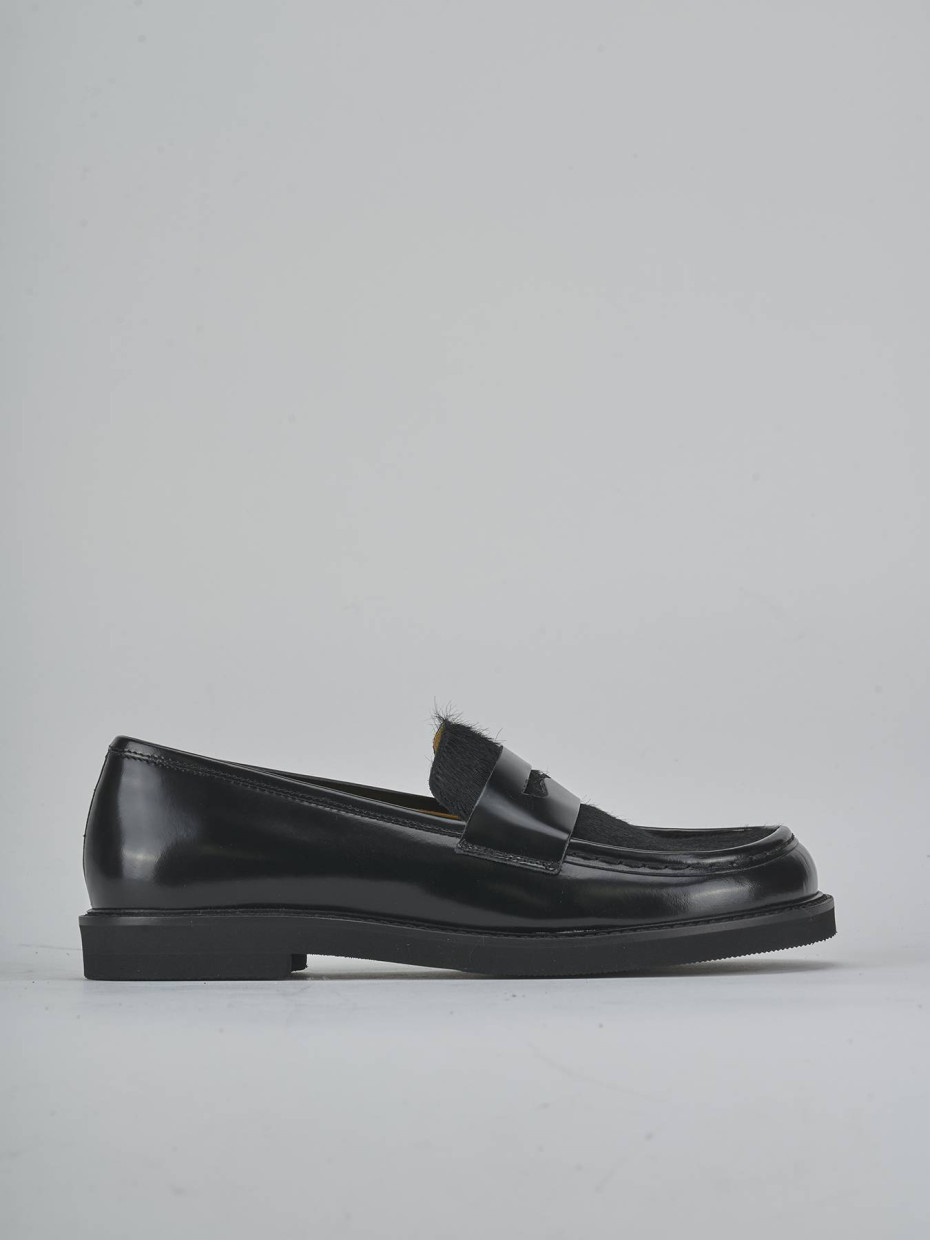 Mocasines tacón 3 cm negro cuero