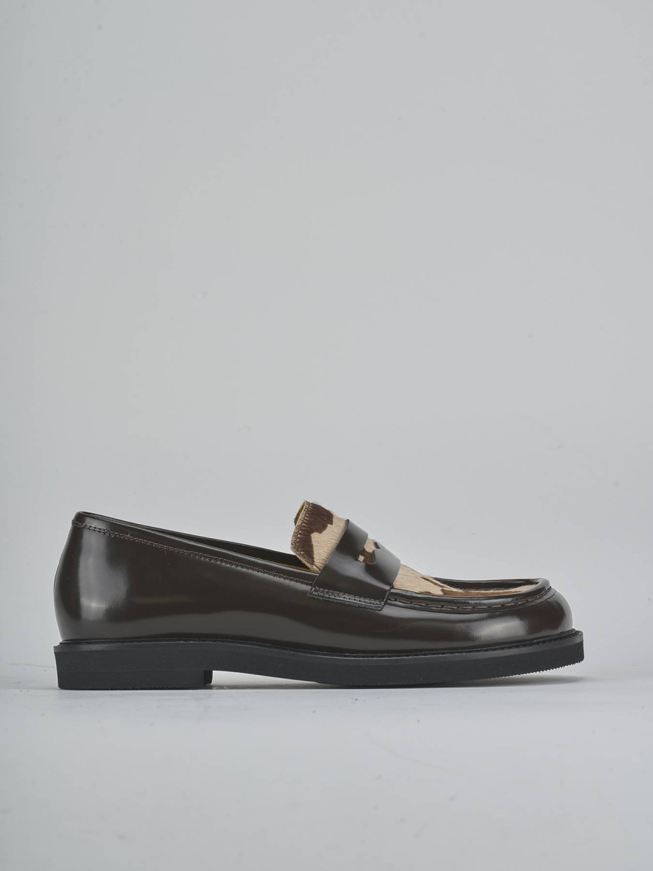 Mocasines tacón 3 cm marrón oscuro cuero