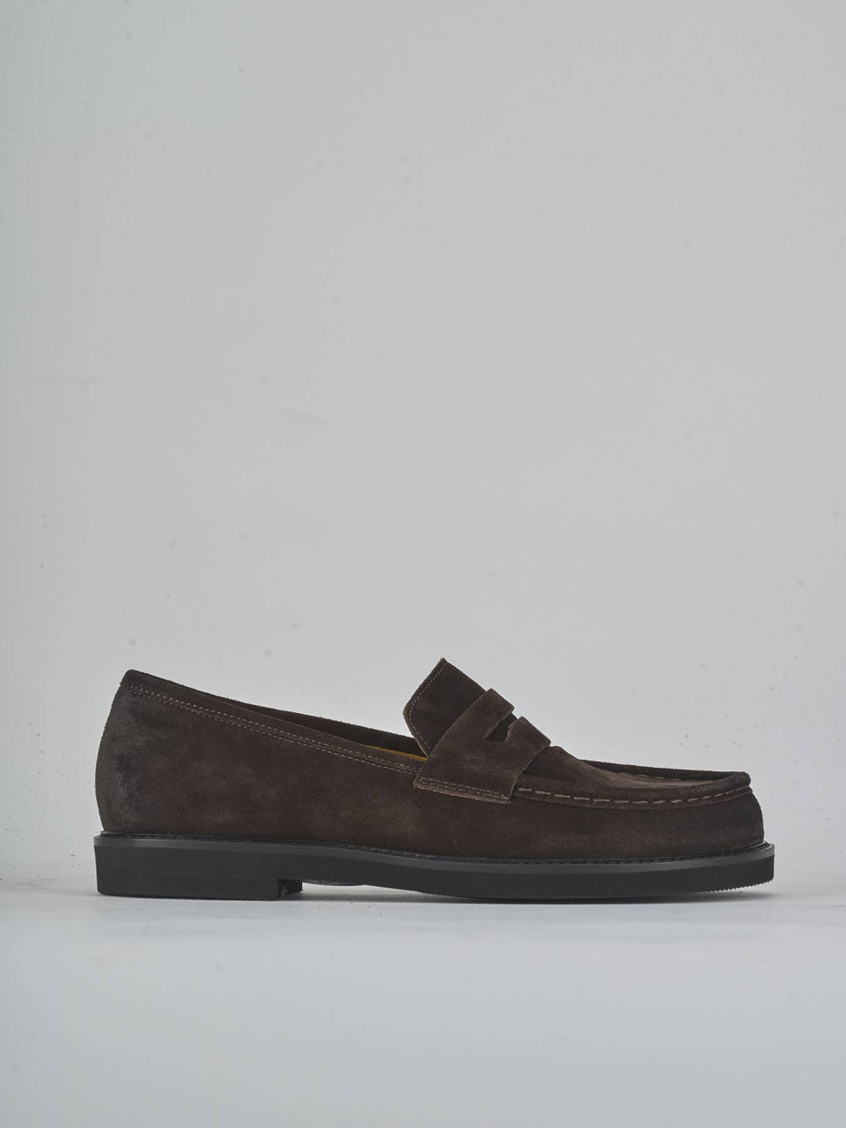 Mocasines tacón 3 cm marrón oscuro ante
