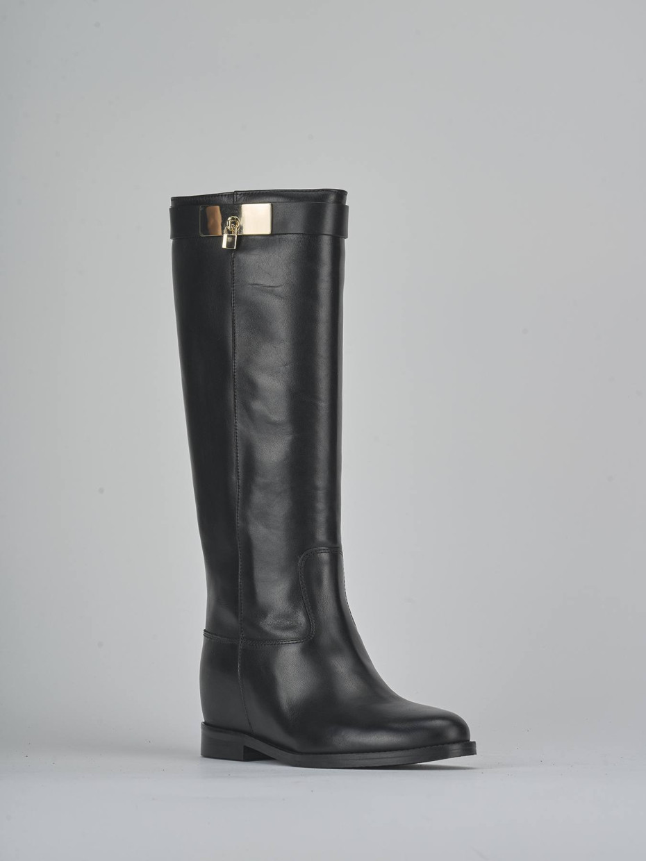 Stivali tacco 2cm pelle nero