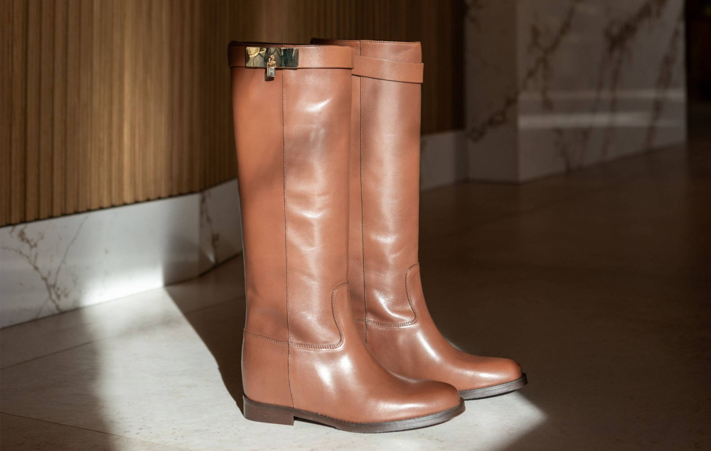 Low heel boots heel 2 cm brown leather